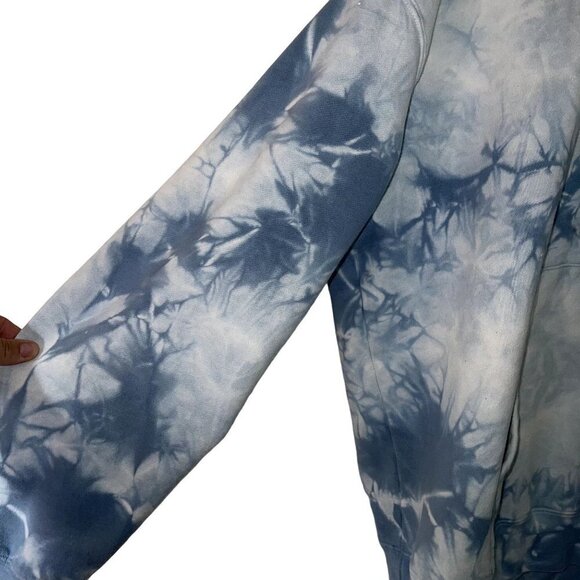 Obey Womens Sweatshirt Hoodie Size XL Blue White Tie Dye Embroidered Cotton - Picture 9 of 10